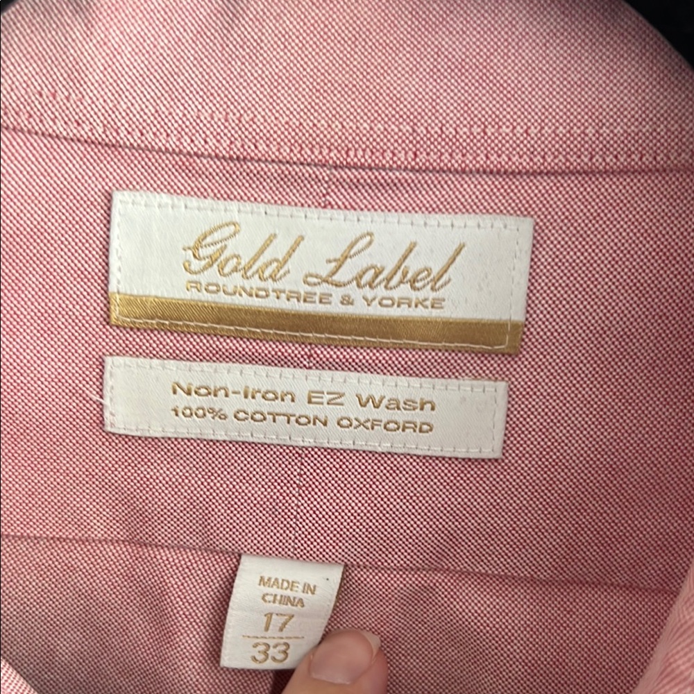 Roundtree & Yorke Gold Label Men's Dress Shirt Size 17/33 Non-Iron - Picture 3 of 5